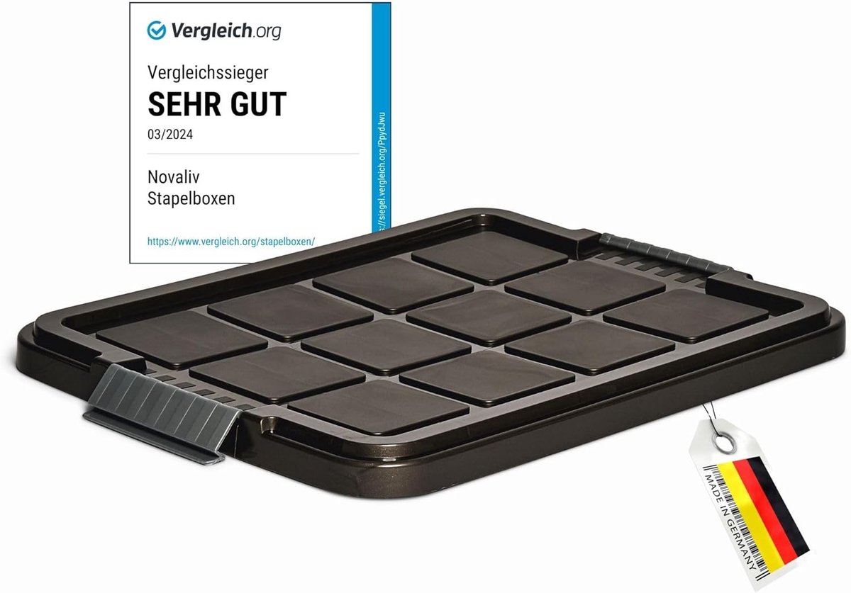 Novaliv 1x vervangingsdeksel 28-40 liter met clipsluiting 61x40 cm antraciet