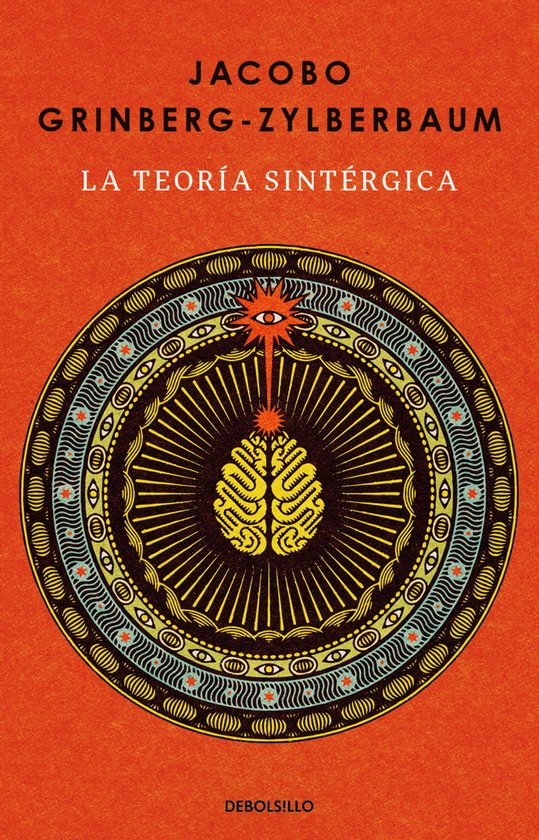 Boek kaft met de titel 'LA TEORÍA SINTÉRGICA' en een afbeelding van een brein in een cirkelvormig, oranje patroon.