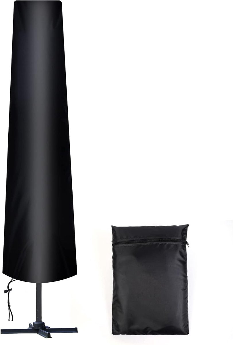 Famanu Beschermhoes voor parasol voor Ø 300 cm, 210D Oxford-weefsel, parasolhoes, zwart, met opbergtas, weerbestendig, uv-bestendig, sneeuwbestendig