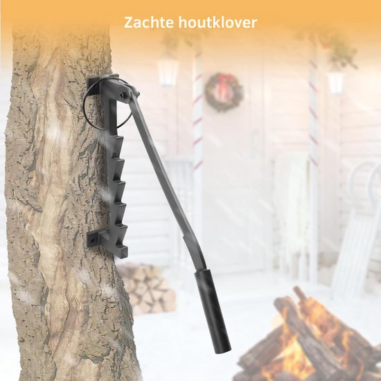 Houtkloofmachine - Houtklover - Houtsplijter - Houtkliever - Kloofmachine - Milieuvriendelijke Kloofwig - Houtklover voor Aanmaakhout - Splijtwig - Met 2 Afneembare Handgrepen - Incl Handschoenen - Zwart — afbeelding 5