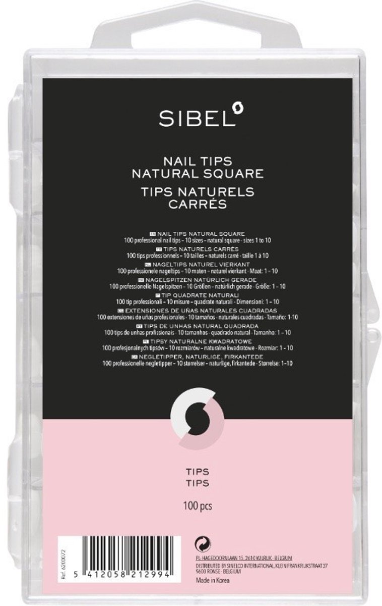 Sibel Natural Nail Tips vierkant 100st