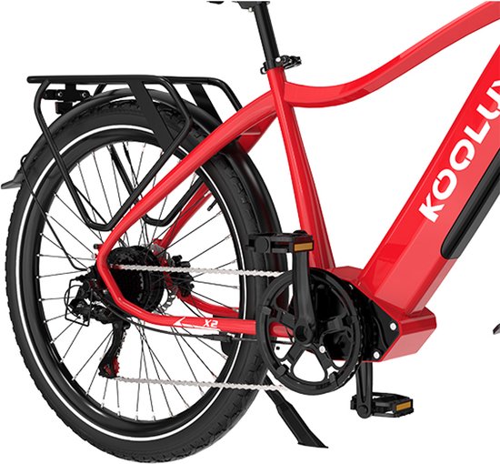 KOOLUX - X3 Elektrische Fiets - E-Bike - 26 x 1,95 Inch Banden - 48V 15Ah Lithium Accu - 250W Motor - Maximaal 25km/u - Maximaal bereik 80km - Hydraulische remmen - Shimano 7-speed versnelling - LCD Scherm - Aluminium Frame - Rood van KOOLUX — afbeelding 3
