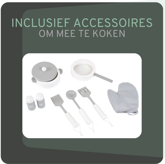 Bandits & Angels houten kinderkeuken Chef Deluxe White - 2 jaar - aanrechthoogte 46 cm - incl. 8 accessoires - wit van Bandits & Angels — afbeelding 3