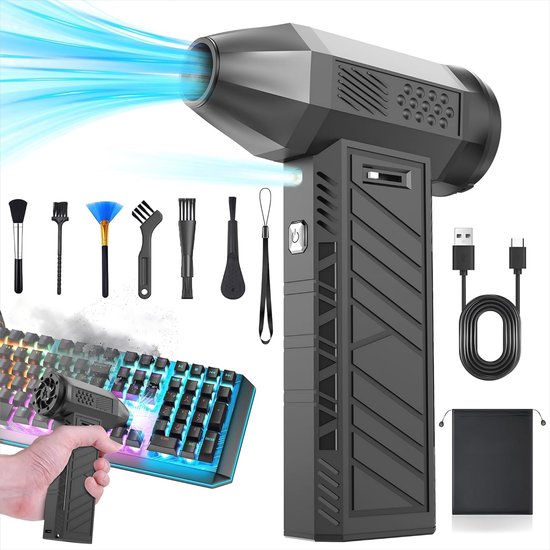WHATOOK Elektrische Stofblazer, Draadloze Luchtblazer, Perslucht Voor Reiniging Van Pc 100 000 Rpm Oplaadbare 7600 Mah Accu Toetsenbord Bank Auto Kantoor 2722381957