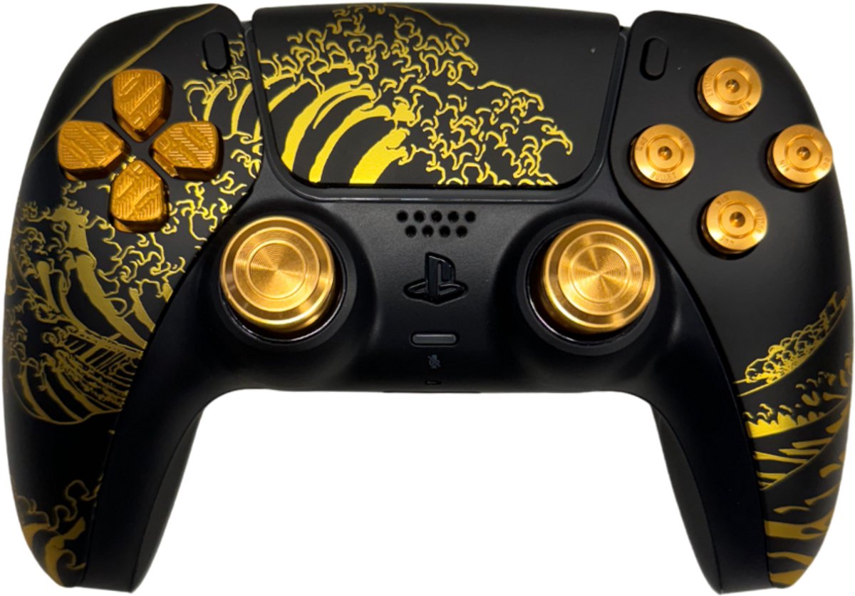 Clever Golden Kanagawa Wave Custom Controller (PS5 compatibel)