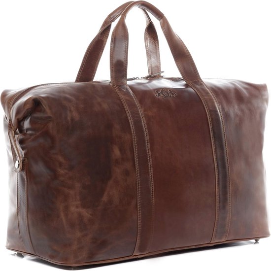 SID & VAIN Reisetasche echt Leder Weekender groß green-vintage, Echtleder Reisegepäck für Damen