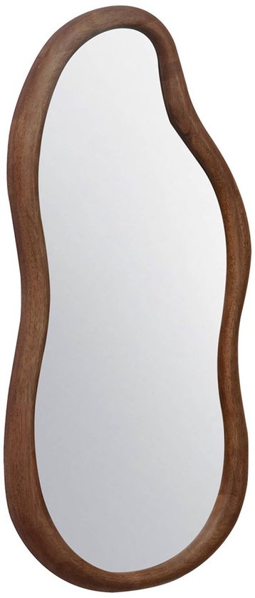 Sweeek - Miroir Austin organique en bois d'hévéa, couleur noyer, 3 tailles différentes