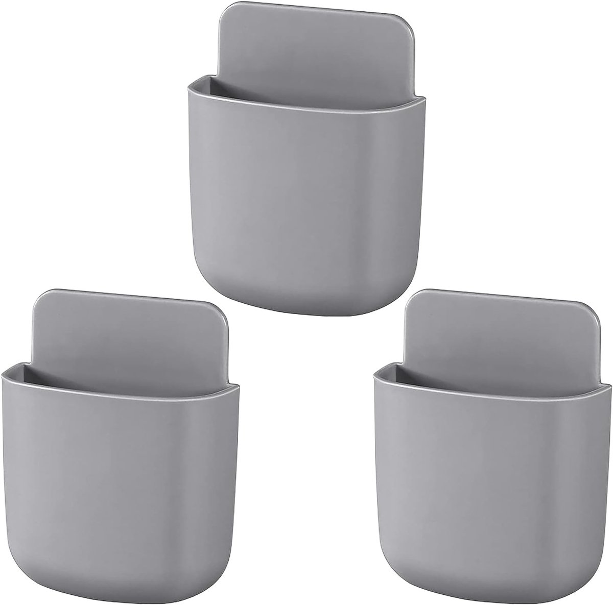 Afstandsbediening Houder - 3 stuks - Remote Controll Holder - Telefoon wandhouder - Zelfklevende opbergdoos - Afstandsbediening Houder - Houder voor Afstandsbediening voor aan de Muur - Grijs