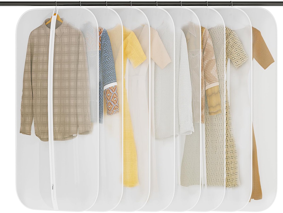 Ibenzoa® Kledingbeschermers met Ritssluiting voor Optimaal Kledingonderhoud en Organisatie – Set van 8 Stuks