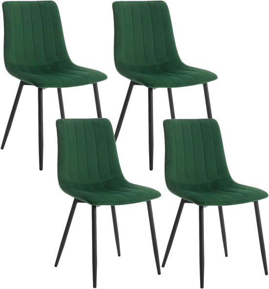 chairus Eetkamerstoelen Gestoffeerde Keukenstoelen Set van 2 Chenille Stof Zijstoel voor Woonkamer Slaapkamer (Groen