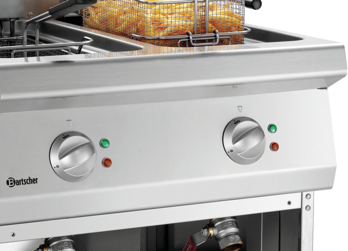 Bartscher Friteuse Serie 700 - Elektrisch - 11+11L - 100°C/190°C - 400V - Aftapkranen - 600x700x850mm - Horeca friteuse