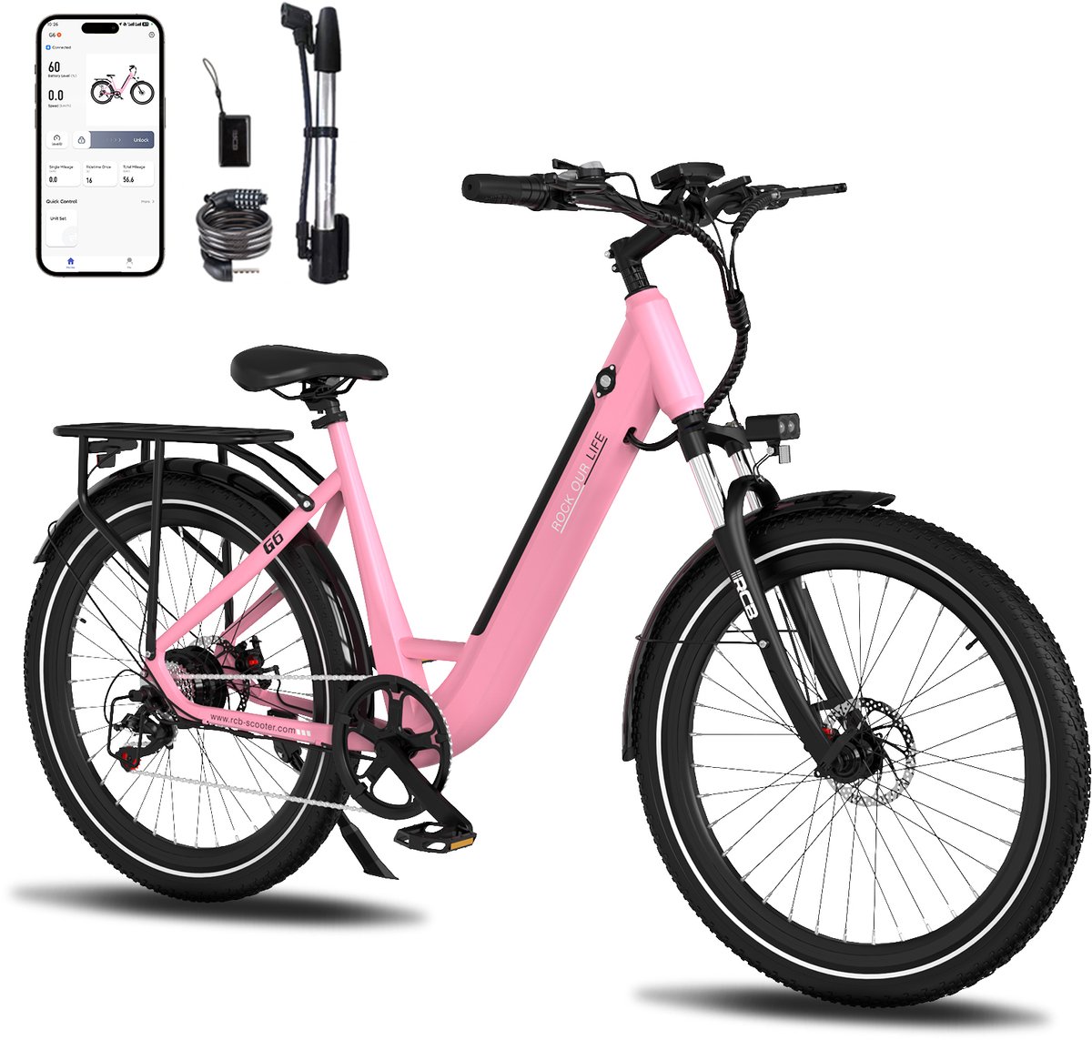 HITWAY elektrische fiets 26 inch 250 W motor Li-batterij 36 V 8.4 Ah tot 35-70 km，Wit blauw