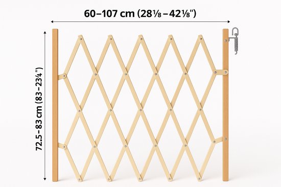 Flamingo Veiligheidshek "Monti" – Beige – Verstelbaar van 60-107 cm Breed x 72,5-83 cm Hoog – Veilig Afsluithek voor Huisdieren