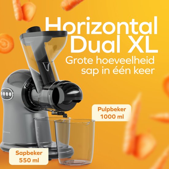 KitchenBrothers Slowjuicer XL - Juicer - Groenten en Fruitpers - 43 mm en 70 mm invoer - 500 ml - Grijs van KitchenBrothers — afbeelding 3