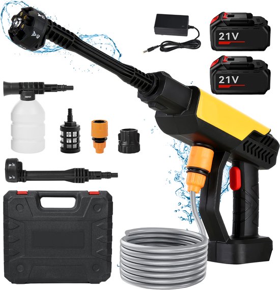 70Bar Draadloze drukwasmachine, Draagbare handheld reiniger met batterij en lader 21V 3000mAh, Oplaadbare elektrische wasmachine voor het wassen van auto's, Reinigingsvloeren Bewatering bloemen