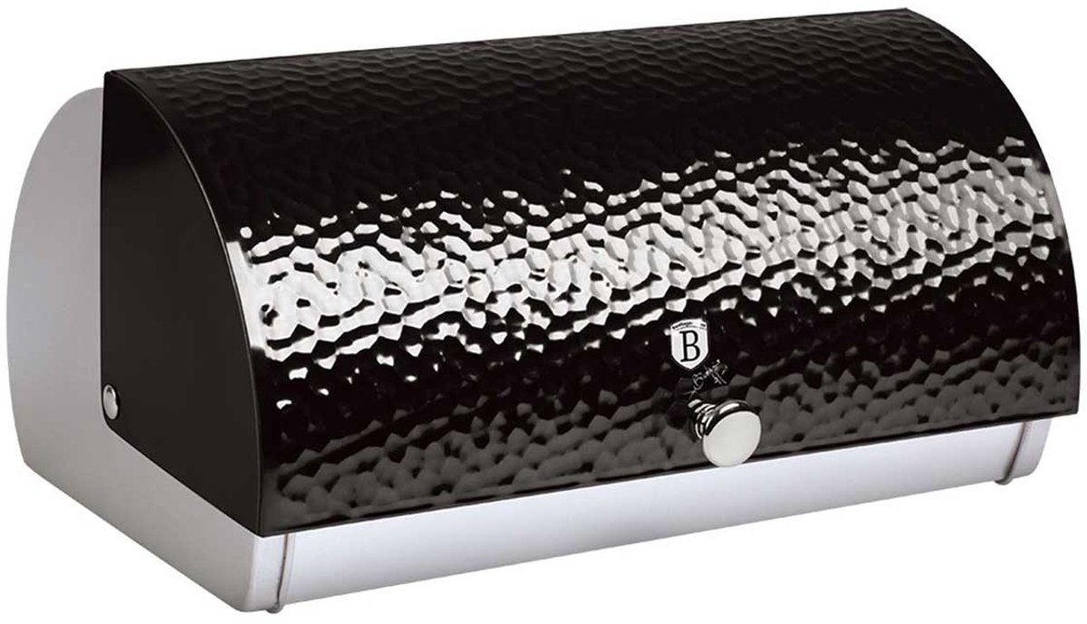 Berlinger Haus Primal Gloss - Stalen Broodtrommel - 38 cm - Zwart/Zilver - 3D Deksel
