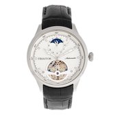 Heritor Automatic Gregory Semi-Skelet Horloge met Leren Band - Zilver/Zwart