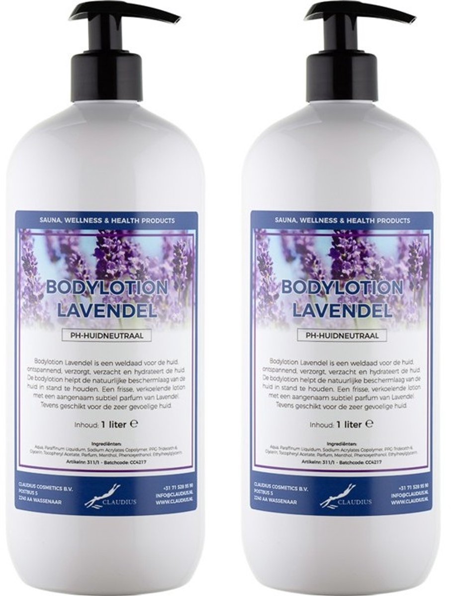 Bodylotion Lavendel 1 Liter - met gratis pomp - set van 2 stuks