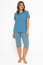 Joyaria Pyjama dames korte pyjama set bamboe nachtkleding korte mouwen top en 3/4 lange broek zomer sleepwear S-XXL, olijfgroen, L