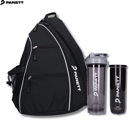 Panett Unisex Padeltas - Gratis Panett Drinkfles - Gratis 3 Panett padelballen - Tas voor meerdere Padelrackets en Ballen - Sport Rugzak voor Padellen - Heren en Dames - 30 L / Zwart