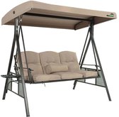 Bol.com MaxxGarden Schommelbank met zonnescherm - Luxe 3 persoons bank - Zitbank - Met zonnescherm - incl. kussens - Grijs aanbieding