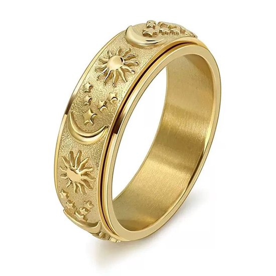 Purelei® Anxiety Fidget-bloemenring, ring met witte glaskralen en metalen roestvrijstalen balletjes, maten S/M en M/L, roestvrij staal in goud, zilver of roségoud, S/M, Roestvrij staal, Geen edelsteen