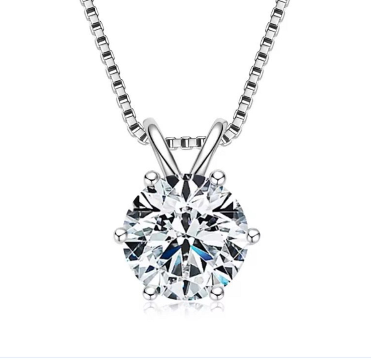 Selevie Ketting Witgoud – Ronde Moissanite Hanger 1 ct – Luxe Solitaire Necklace