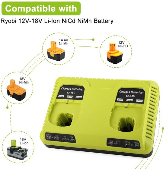 Geschikt voor P117 Lader voor Ryobi 18V One+ Accu P108 P107 P104 P105 P102 P103 P117 P118 voor Ryobi Li-Ion/Ni-MH/Ni-CD Acculader van RYOBI — afbeelding 4