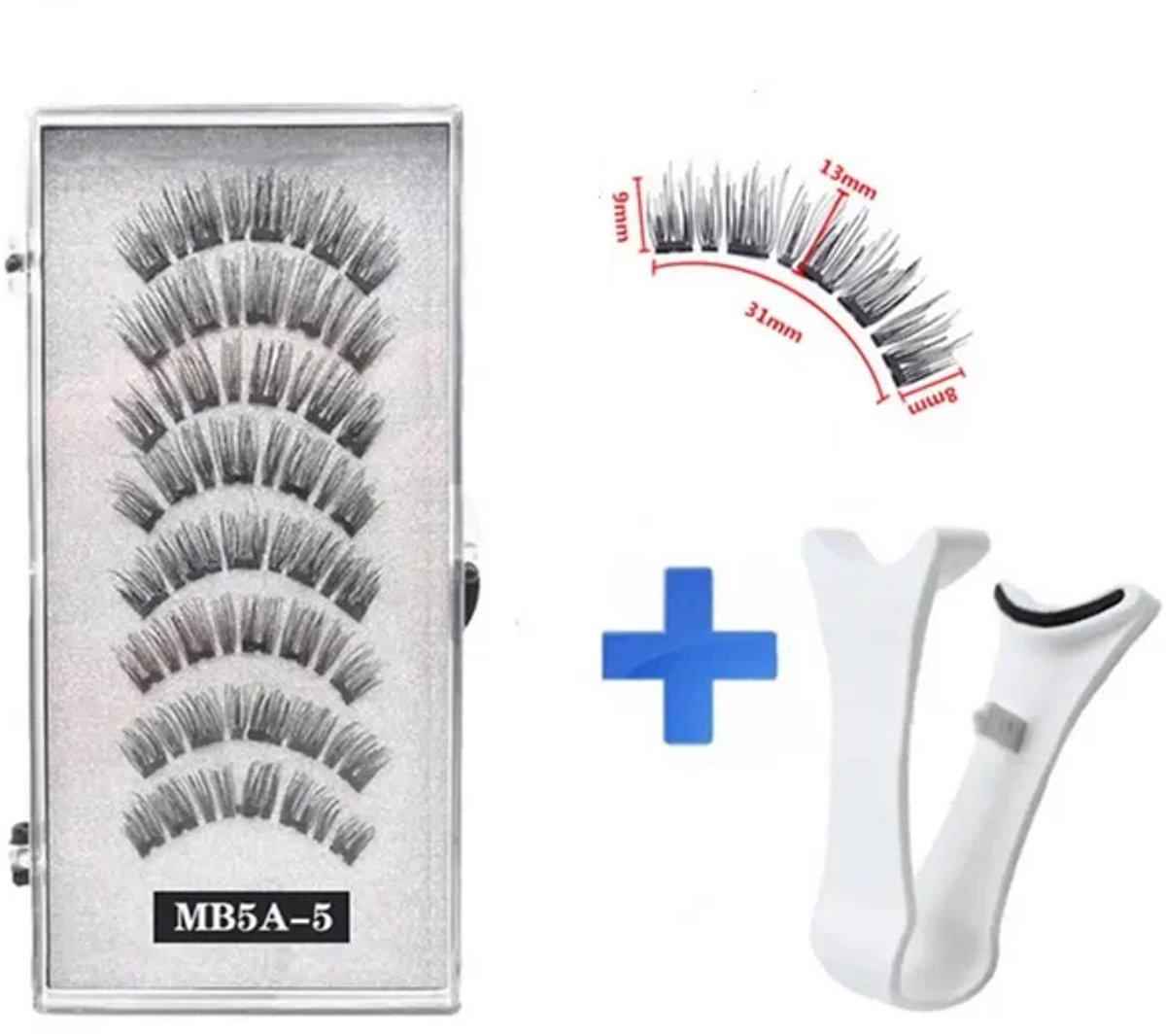 LuukyBB - 8 x Glamour Magnetische Wimpers - Wimper met Applicator Nijptang - Zonder Eyeliner Magnetic Lashes - Glassylook Look - Geen Lijm - Waterproef Waterproof