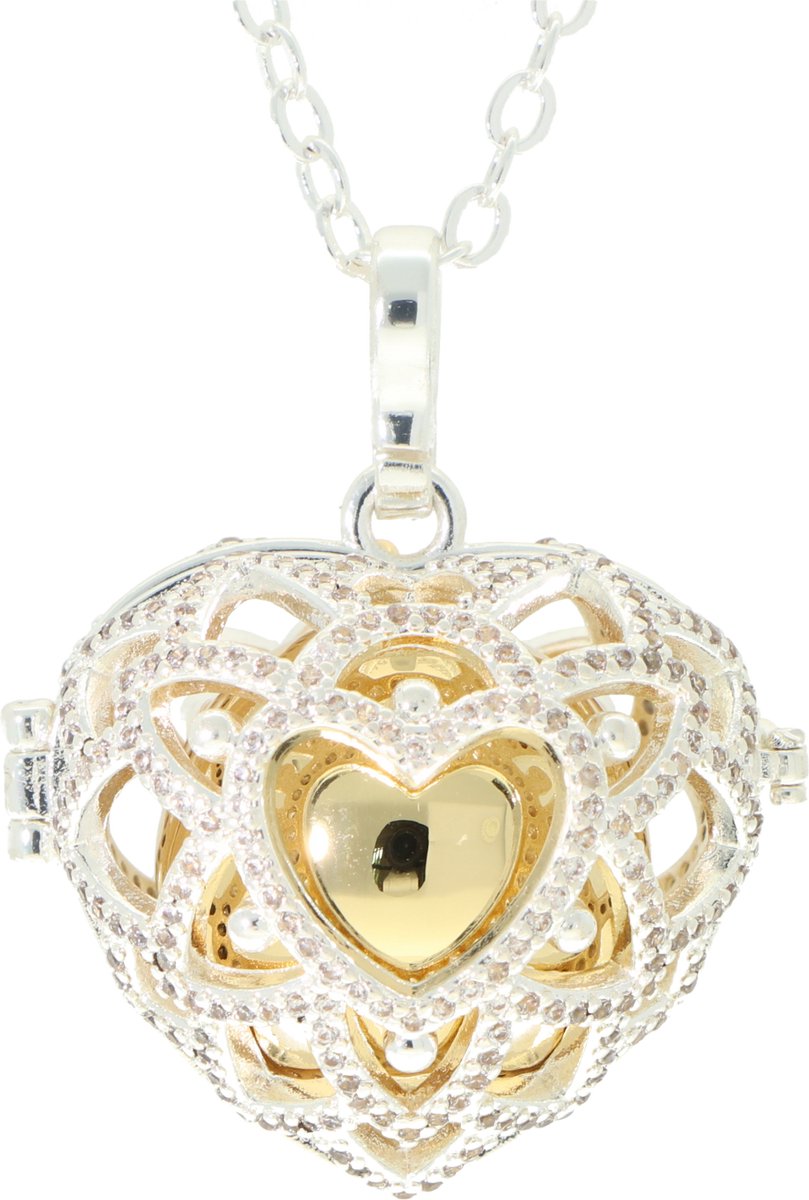 La Rosa Princesa Hart Bola Zwangerschapsketting Goudkleurig Verzilverd - Babyshower Cadeau Tip
