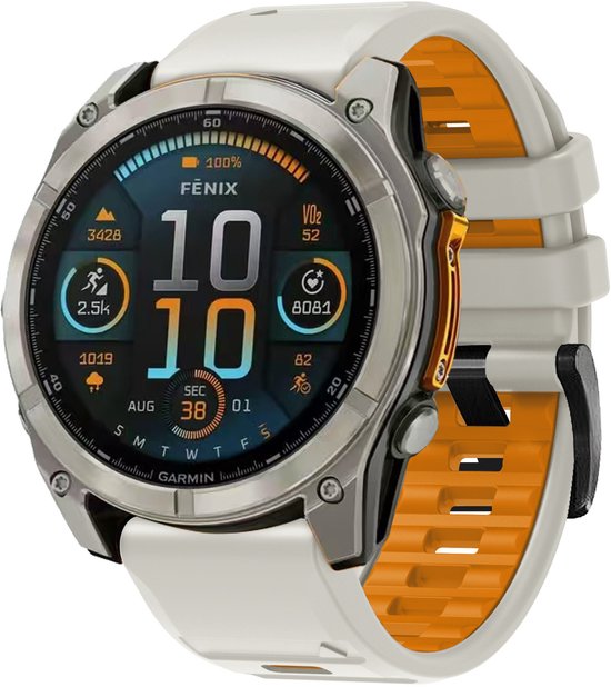 FFO2World Dubbelkleurige Siliconen band in Fenix 8 Stijl - QuickFit 20mm - Woestijn Oranje - Voor Garmin Fenix8 43MM/7S/7S pro/7S Solar/7S Sapphire Solar/6S/6S Pro/5S/5S Plus/instinct 2S/descent mk3 43mm/descent mk3i 43mm/Epix Pro 42MM