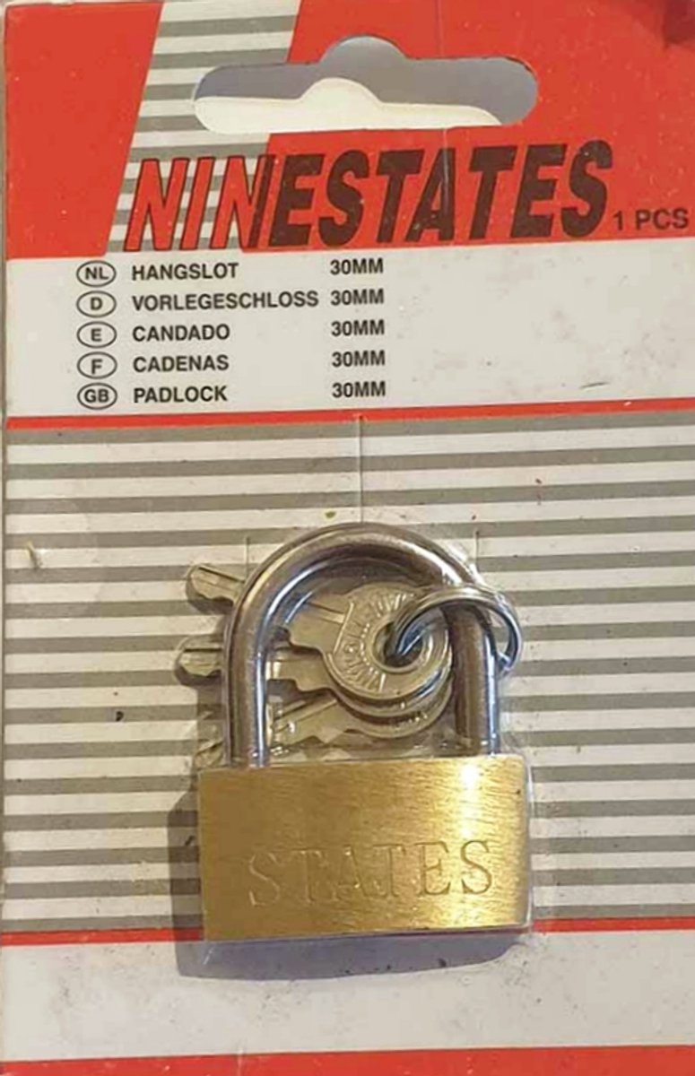 Ninestates 30mm Massief Messing Hangslot – Roestbestendig, Geharde Beugel