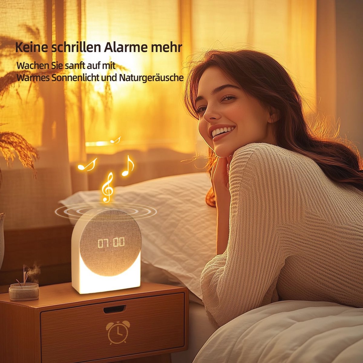 Geluidmachine met 6 geluidsopties, digitale wekker, nachtlampje en Bluetooth-luidspreker