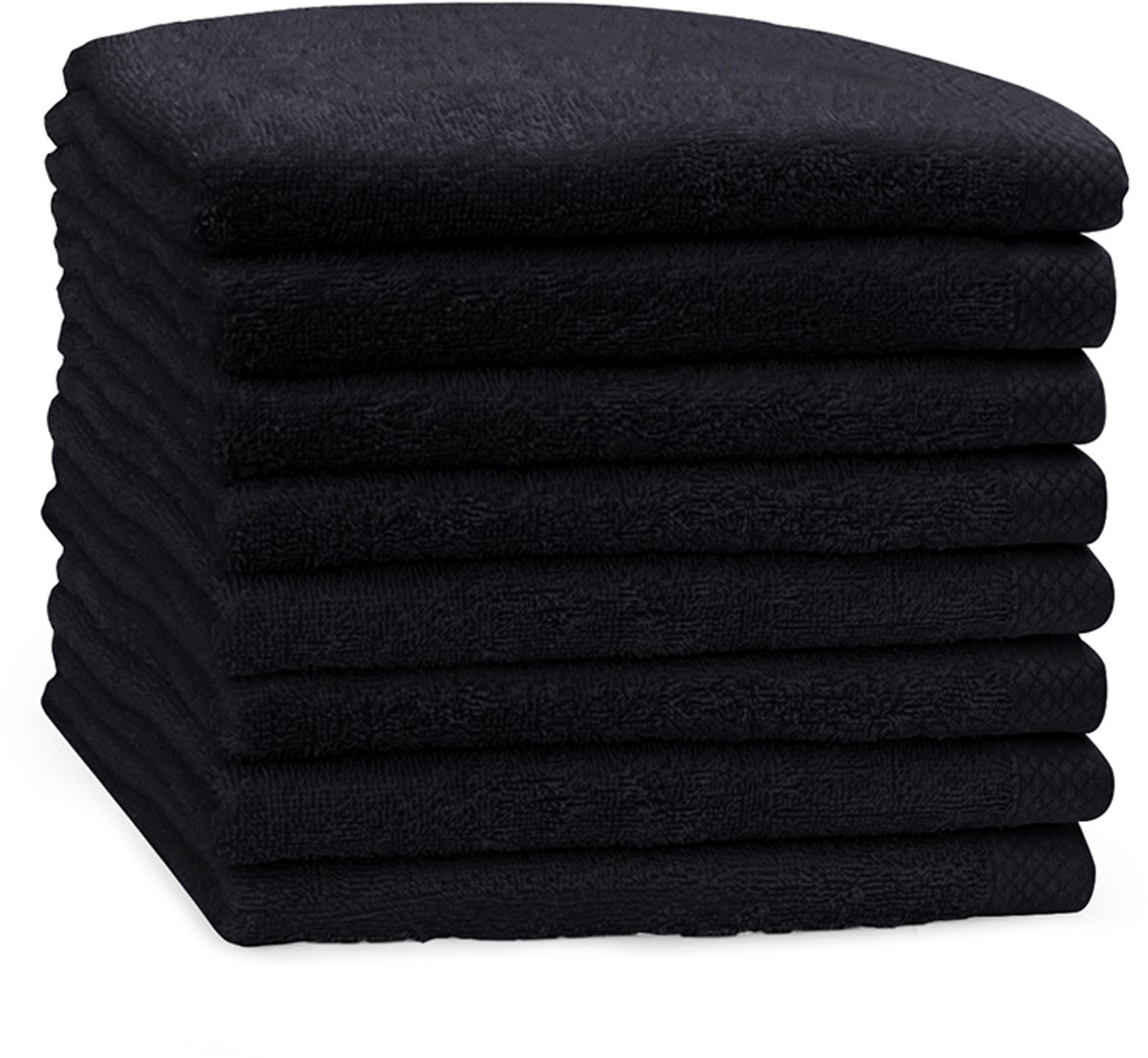 Eleganzzz Handdoeken Set - Set van 8 - Handdoek 50x100cm - 420 gr/m2 - 100% Katoen - black