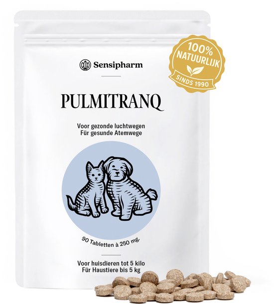 Sensipharm Pulmitranq voor Kat, Hondje, Cavia, Konijn - Longen & Luchtwegen Voedingssupplement bij Hoesten en Kennelhoest - 90 Tabletten à 250 mg