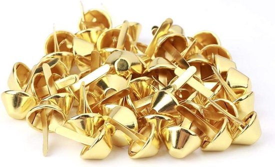 100 stuks ronde nagel hoofd studs - gouden hand geperst 5mm klinknagels