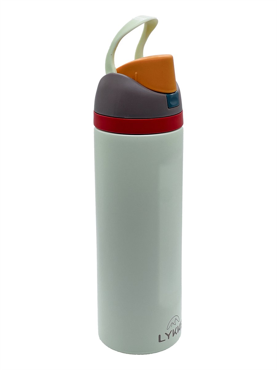 LYKKE MultiSip Lekvrije 3 Laagse Geïsoleerde RVS-fles met rietje voor sport, reizen en school BPA-vrije sportwaterfles, 24 oz, 720 ML, crème (Pastel Cream) thumbnail 6
