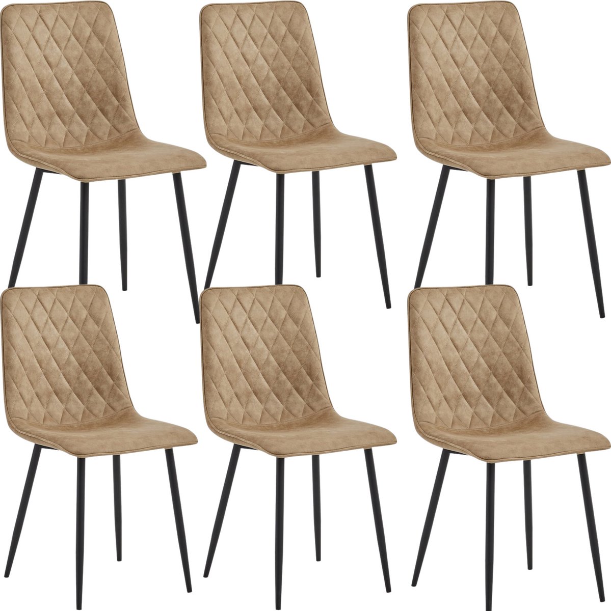 Colenis - Elise Eetkamerstoel - Set Van 6 - Beige - Microvezel - Industrieel