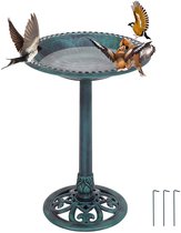 COSTWAY Bain d'oiseaux sur pied, mangeoire à oiseaux rétro, un oiseau sur un bol d'eau, mangeoire distributeur de nourriture pour oiseaux sauvages, pour bain d'oiseaux de jardin, mangeoire à oiseaux, 51 x 72 cm, vert