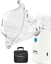 Vulpes Goods® HealthCare - Aerosoltoestel - Ultrasone Vernevelaar Inhalator – Nebulizer - Inhalatieapparaat voor Kinderen, Volwassenen en Baby’s – Oplaadbaar - 2 modes – Helpt tegen Luchtwegaandoeningen - Incl. 4 mondstukken & luxe reistas