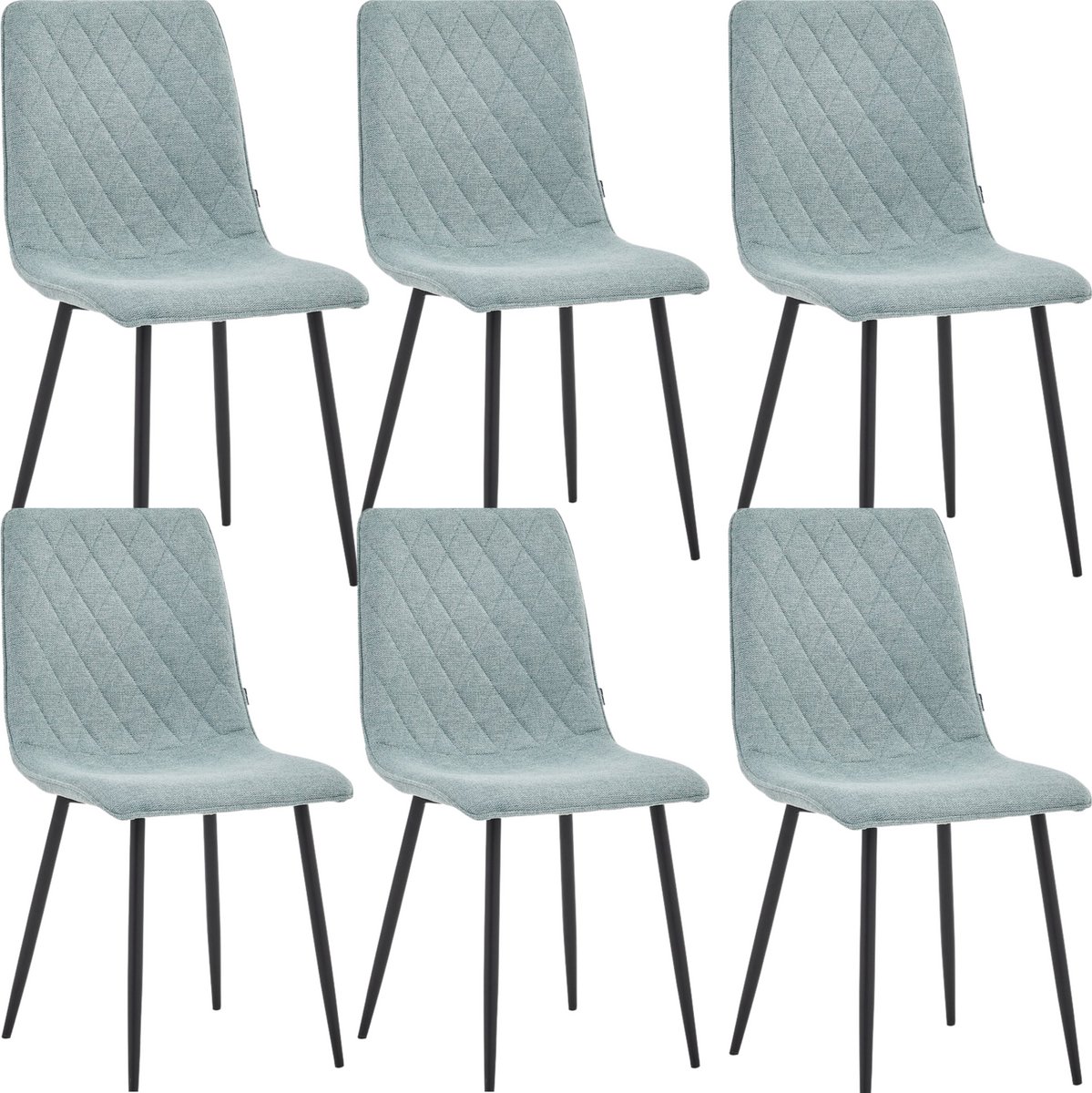 Colenis Elise Eetkamerstoel - Set Van 6 - Turquoise - Linnen Stof- Industrieel
