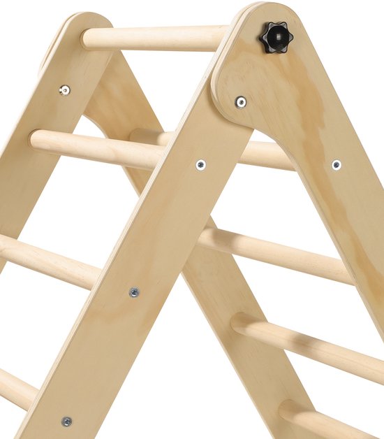 Buxibo Mini Klimrek Set - Klimdriehoek & Klimboog met Kussen & Klimhelling met Glijbaan - Montessori Speelgym - 176x47x82 cm - Naturel van Buxibo — afbeelding 4