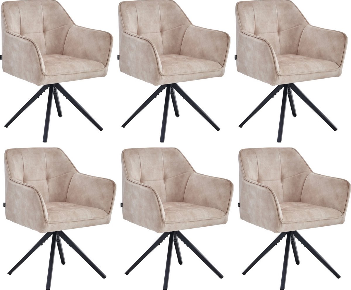 Colenis Pearl Eetkamerstoel - Set Van 6 - Beige - Adoré Velvet - Industrieel