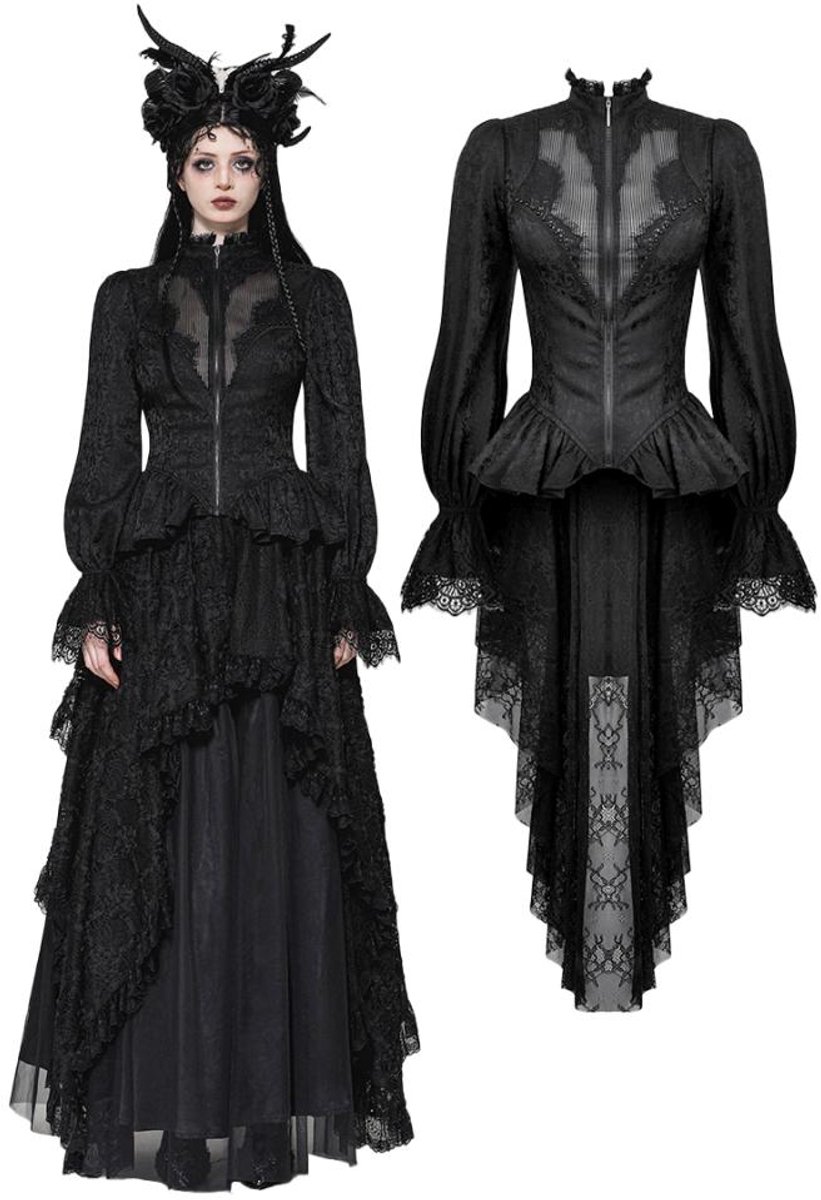 Dark in Love - Gothic Hollow Pattern Sheer Jacket - M - Zwart