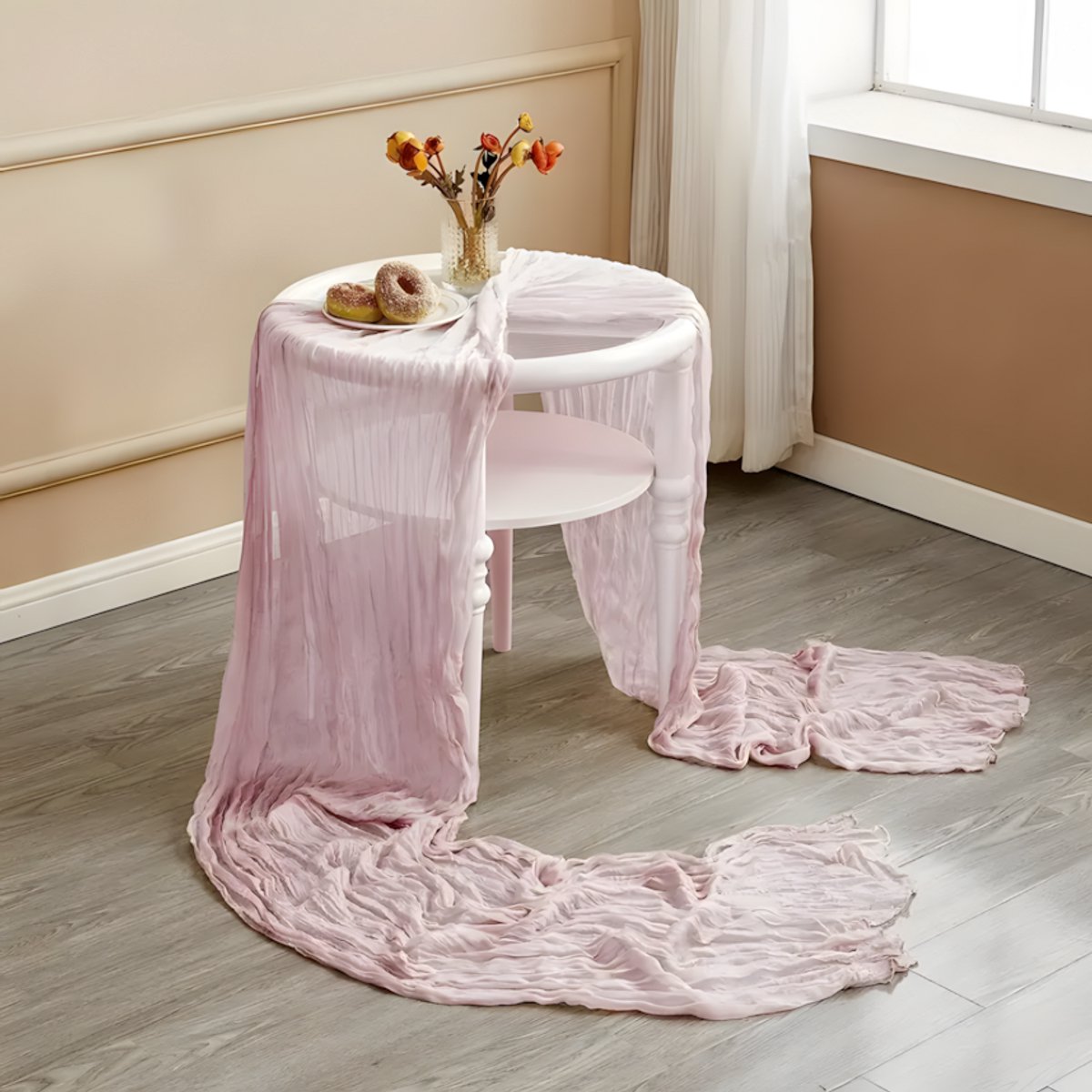 PolkaHome 1 stuk Kaasdoeken Tafelloper – Katoenen Kaas Doek Tafelkleed – Tafellopers Textiel & Tafelzeil 90x380 cm – Tafel Loper Kaas Doek, Kaasdoek (Licht Roze)