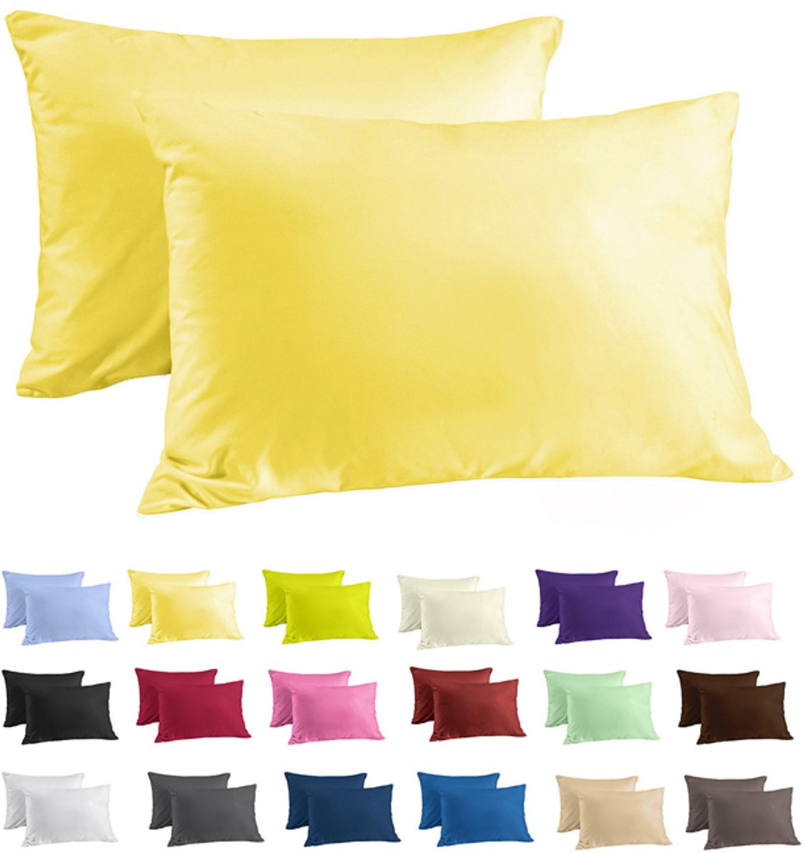 Zavelo Katoen Kussenslopen Deluxe Geel (set van 2)-60 x 70 cm (standaard)