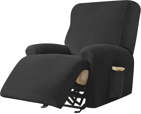 BOYIFEIJIE 1-zits stoelovertrek, stoelhoes stretch met zakken, all-inclusieve gestreepte jacquard stoelbeschermer voor televisiestoel, relaxstoel