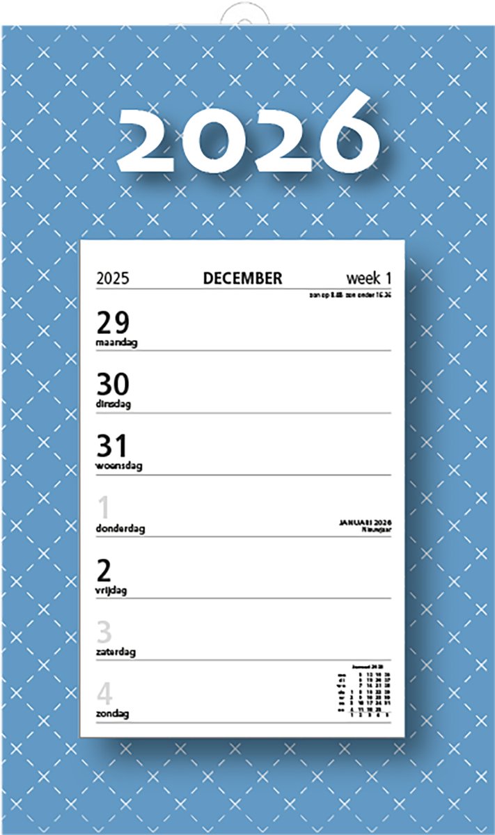 MGPcards - Week Scheurkalender 2026 - Week begint op maandag - 21 x 34 cm - Licht blauw