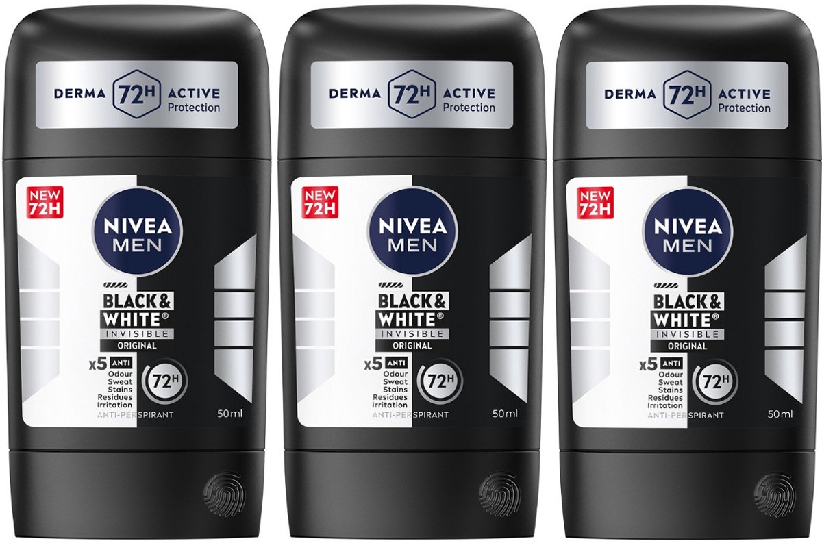 Goedkoopste Nivea Men Invisible on Black & White Original Deodorant - 3 x 50 ml - 5 Voudig Werking - 0 Alcohol - Nivea Deodrants - Anti transpirant - Deodorant Man Voordeelverpakking