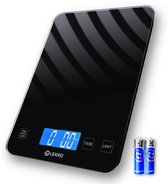 Lekro Digitale Precisie Keukenweegschaal – Weegschaal Keuken - 1gr-15kg – Tarra Functie - Zwart